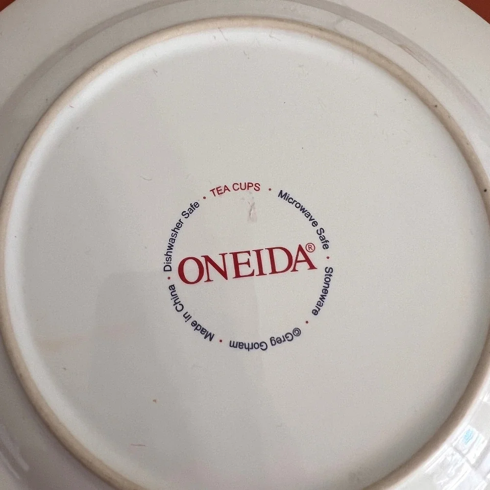 Oneida‎ Greg Gorham Peppermint Tea Merchant Tea Co Stoneware Plate 8.25